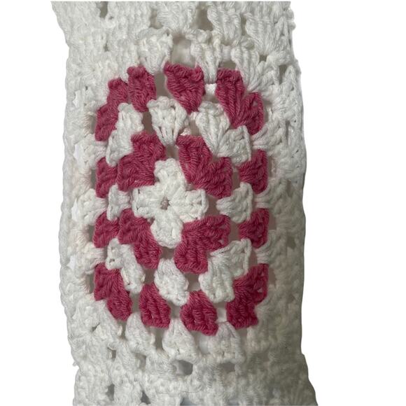 Hand Made Knit Scarf Granny Quilt Pattern Cottagecore Preppy Boho 72 X 8 - Picture 3 of 4